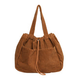 Corduroy Shoulder Drawstring Handbag