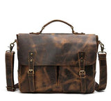 Genuine Leather Portable Mens Briefcase Satchel