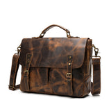Genuine Leather Portable Mens Briefcase Satchel