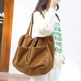 Corduroy Shoulder Drawstring Handbag