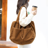 Corduroy Shoulder Drawstring Handbag