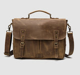 Genuine Leather Portable Mens Briefcase Satchel
