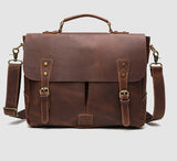 Genuine Leather Portable Mens Briefcase Satchel