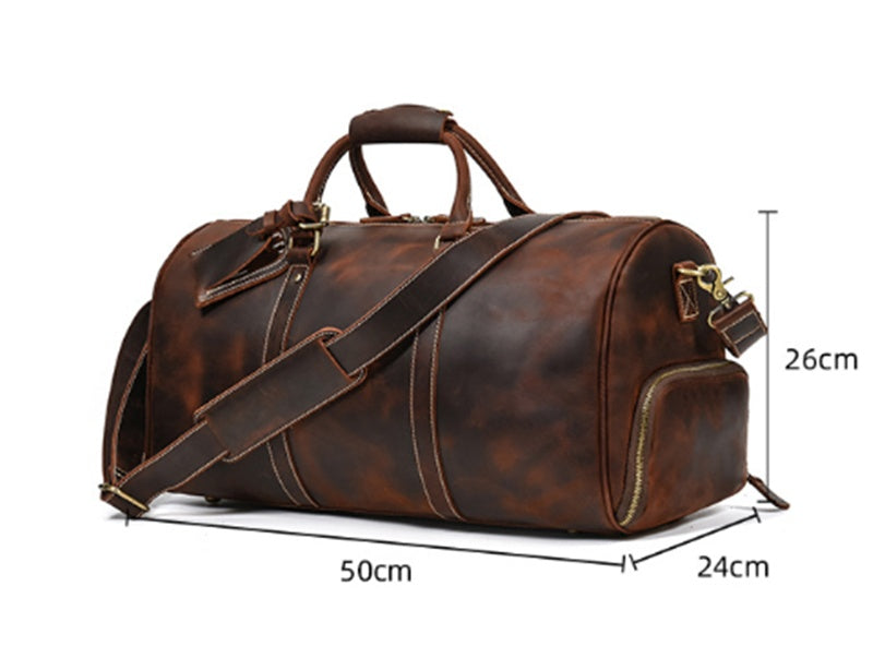 Genuine Leather Duffle Traveler Retro Bag
