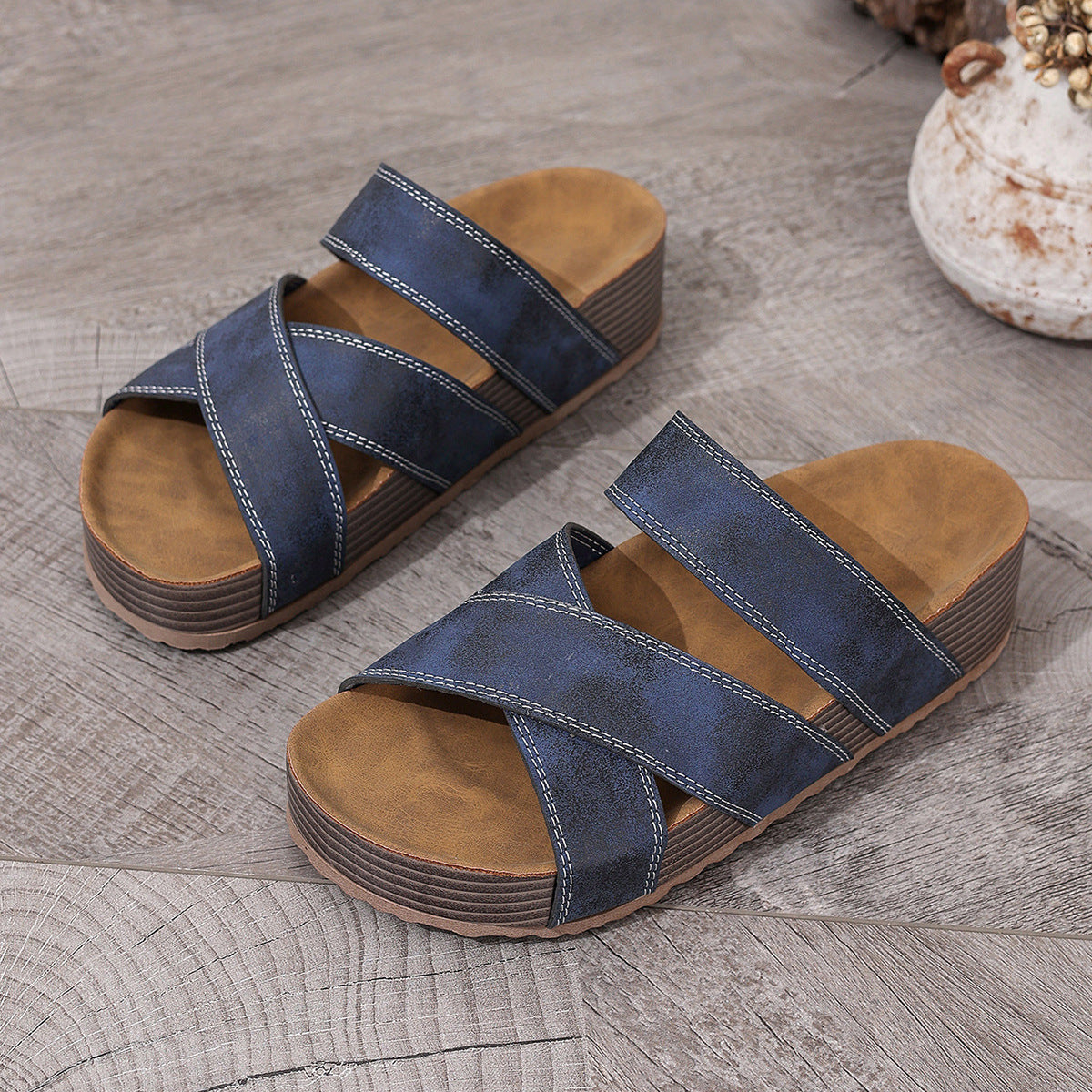 Womens Retro Style Flat-heeled Beach Sandals