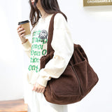 Corduroy Shoulder Drawstring Handbag