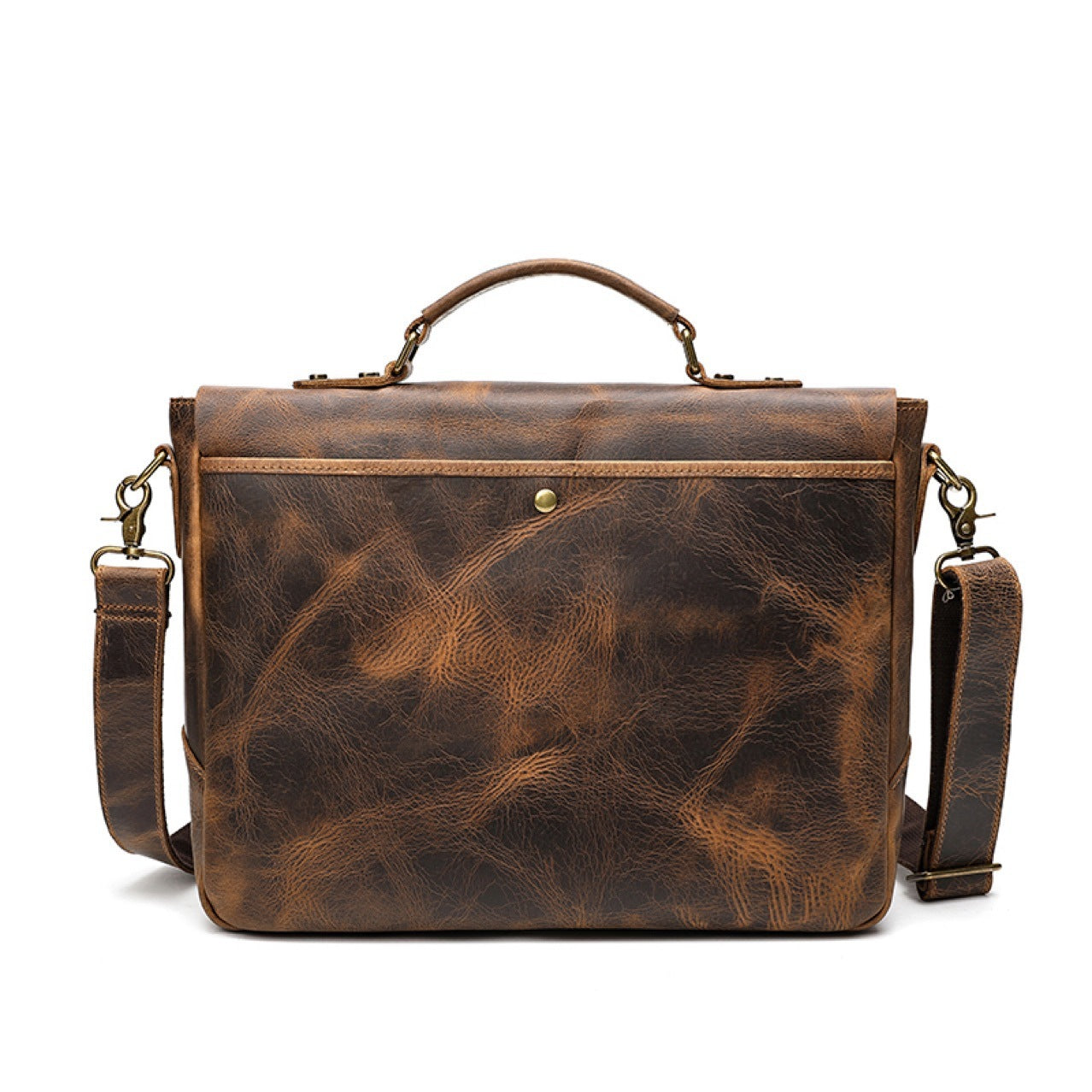 Genuine Leather Portable Mens Briefcase Satchel